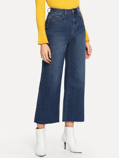Bleach Wash Wide Leg Jeans pictures