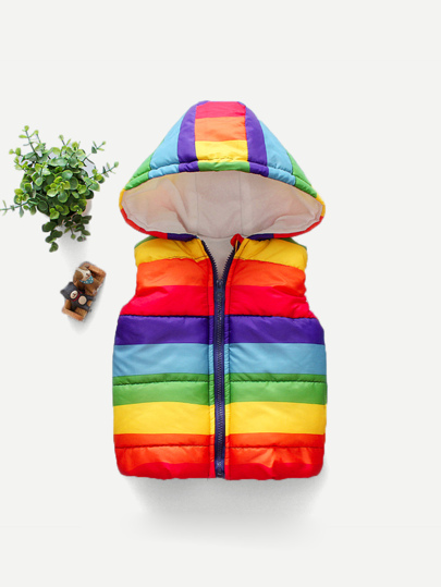 Toddler Girls Rainbow Stripe Hooded Vest