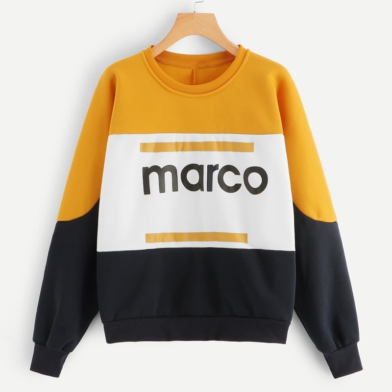 

Cut And Sew Letter Print Sweatshirt, Multicolor