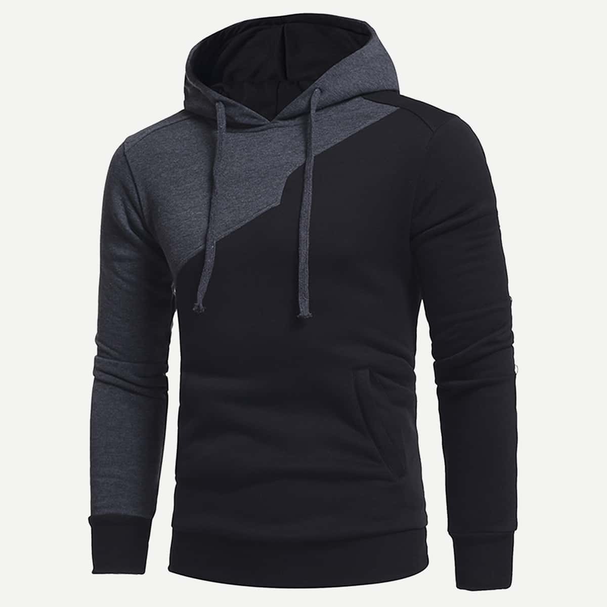 

Guys Cut And Sew Panel Hoodie, Black