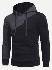 Men Cut And Sew Panel Hoodie