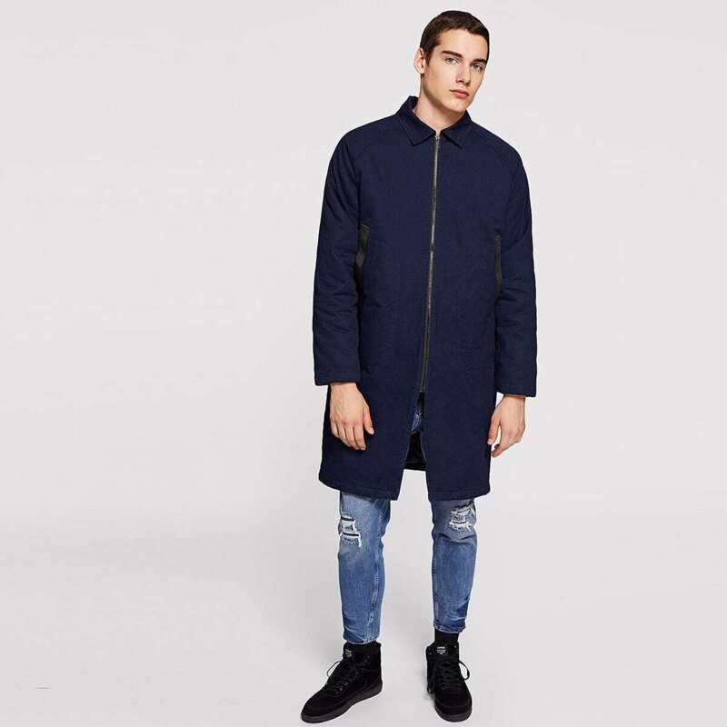 

Guys Zip Half Placket Coat, Navy