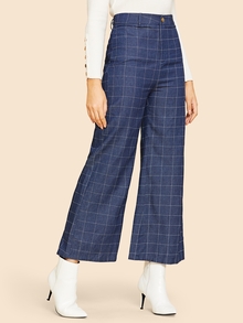 Wide Leg 70s Grid Pants