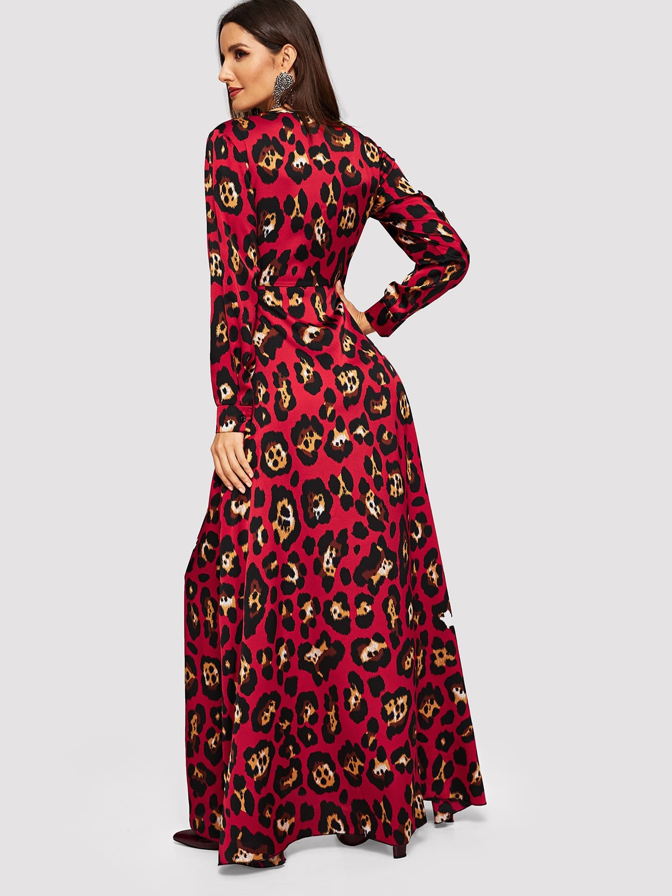 Leopard Print Wrap Maxi Dress SHEIN UK