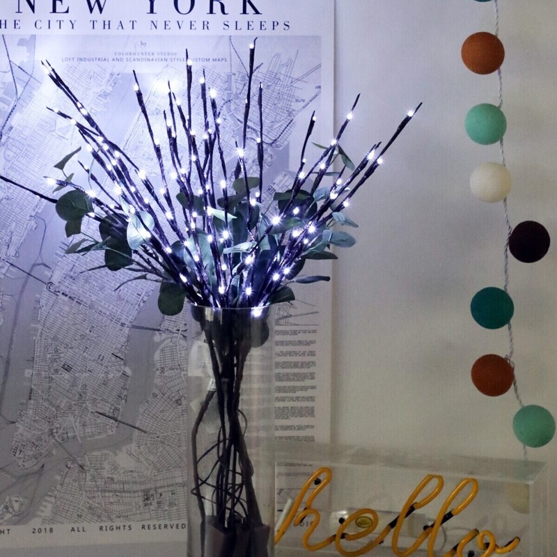 

1pc LED Wrapped Lighted Branch, Black