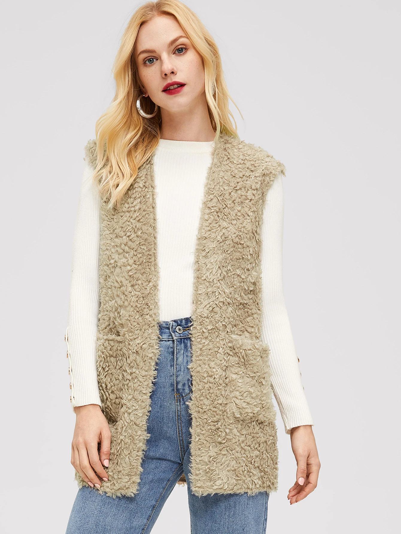 Sleeveless teddy coat Clearance
