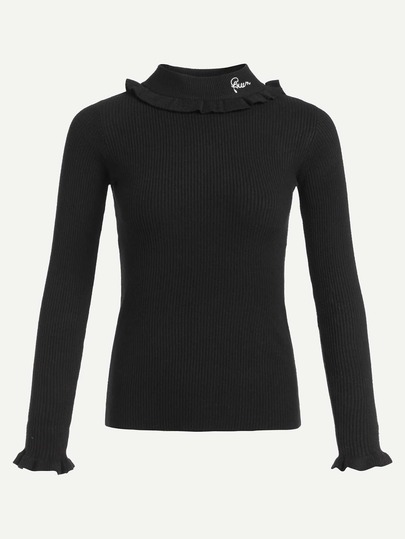 Ribbed Letter Embroidered Jumper