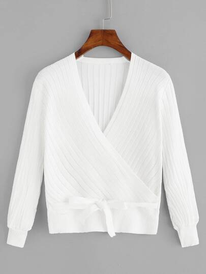 Ribbed Knot Side Wrap Jumper