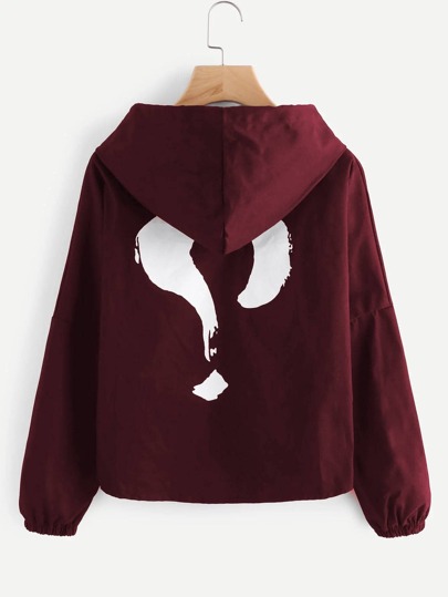 Plus Symbol Print Hooded Jacket