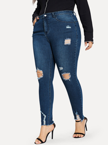 Plus Cut Out Ripped Jeans