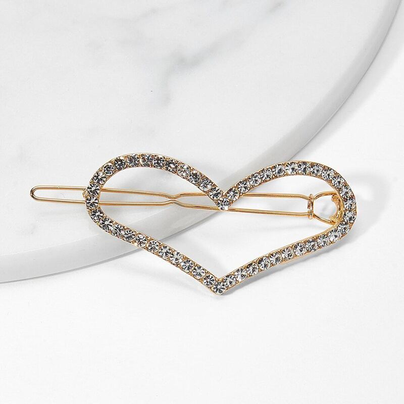 

Heart Design Rhinestone Hair Clip, Gold