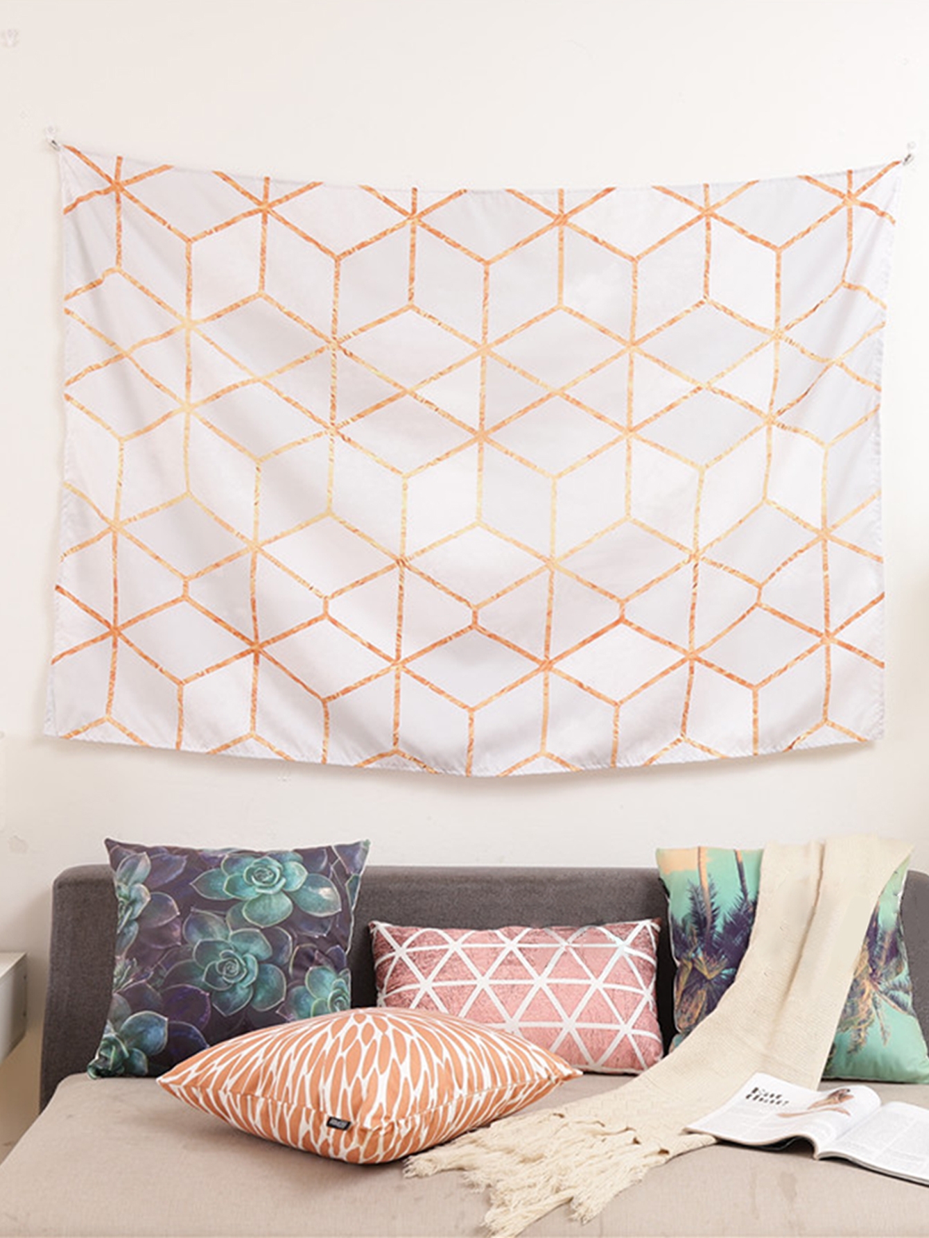 几何图案打印挂毯