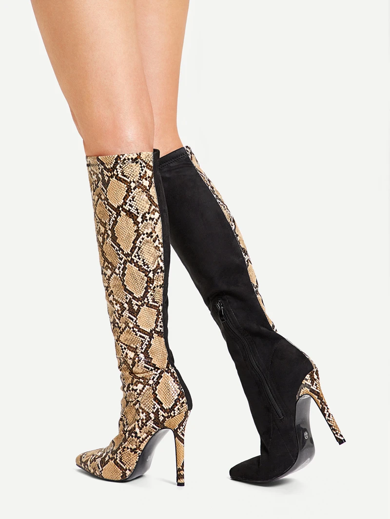 de hauteur serpent Bottes à motif genou yY76gbf