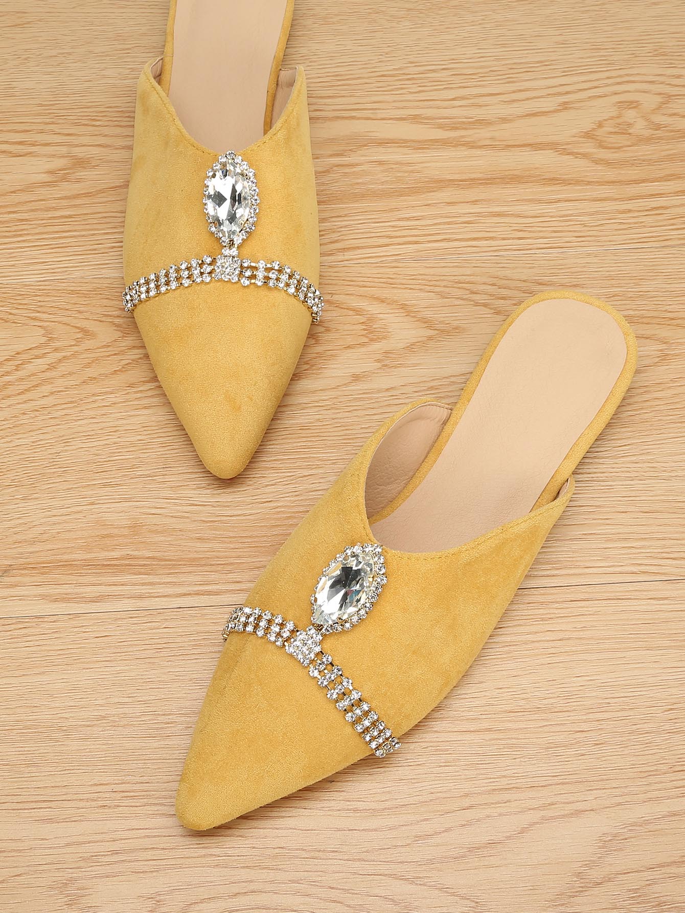 rhinestone flat mules