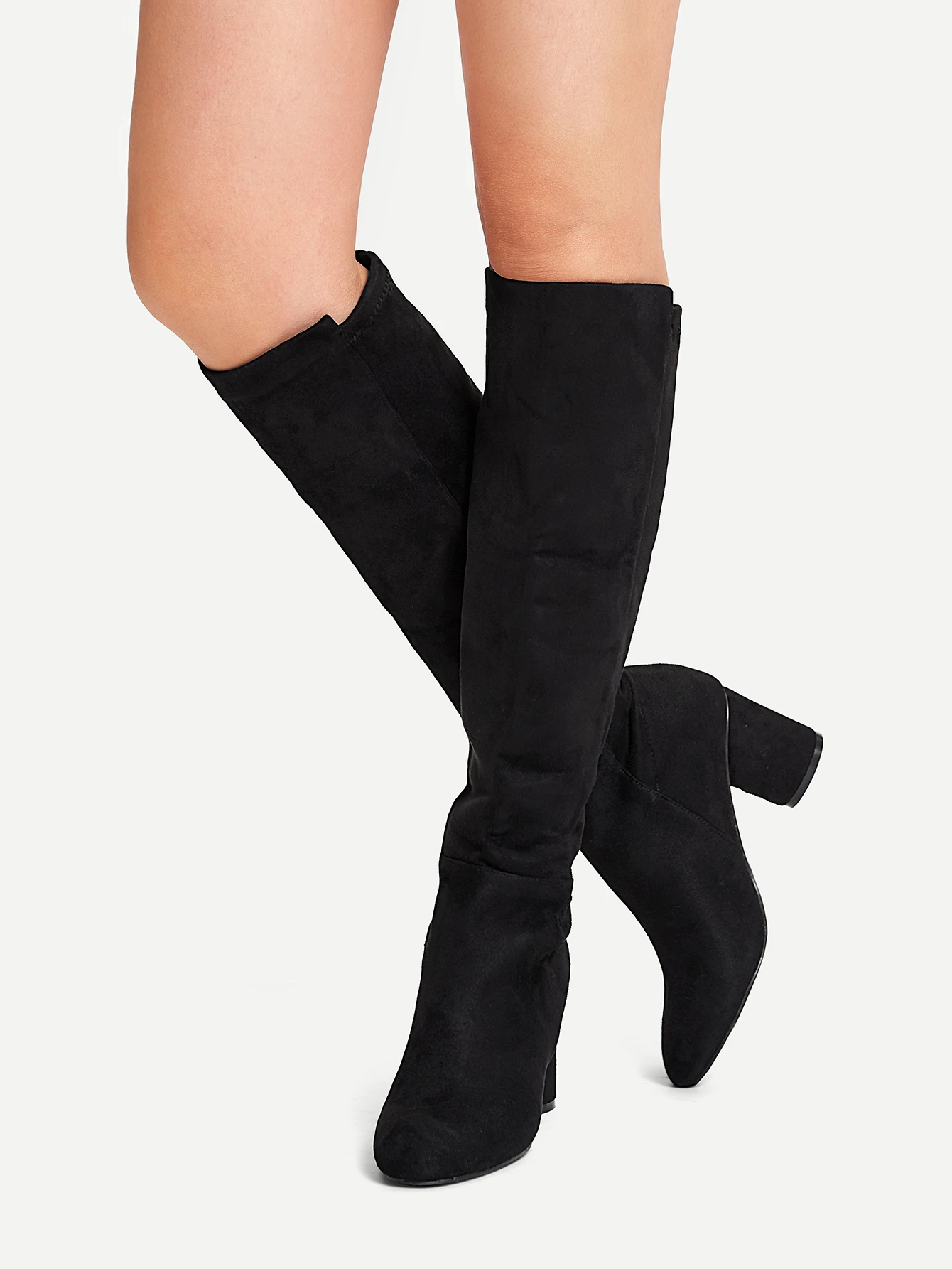 knee high block heel boots