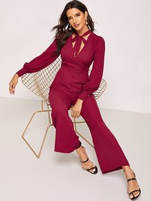 Tie Neck Wide Leg Jumpsuit