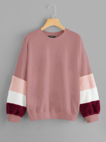 Color Block Fleece Sleeve Sweatshirt