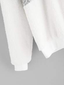 SHEIN Color Block Teddy Hoodie - Multicolor - View 4