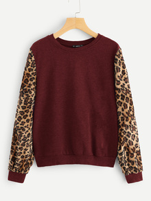 Leopard Sleeve Pullover