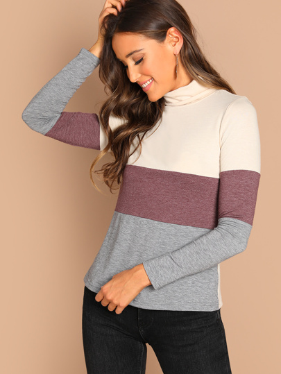 High Neck Color Block Tee pictures