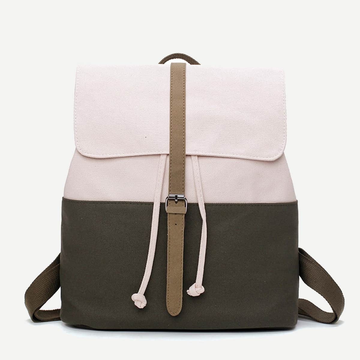 

Buckle Strap Decor Flap Backpack, Multicolor