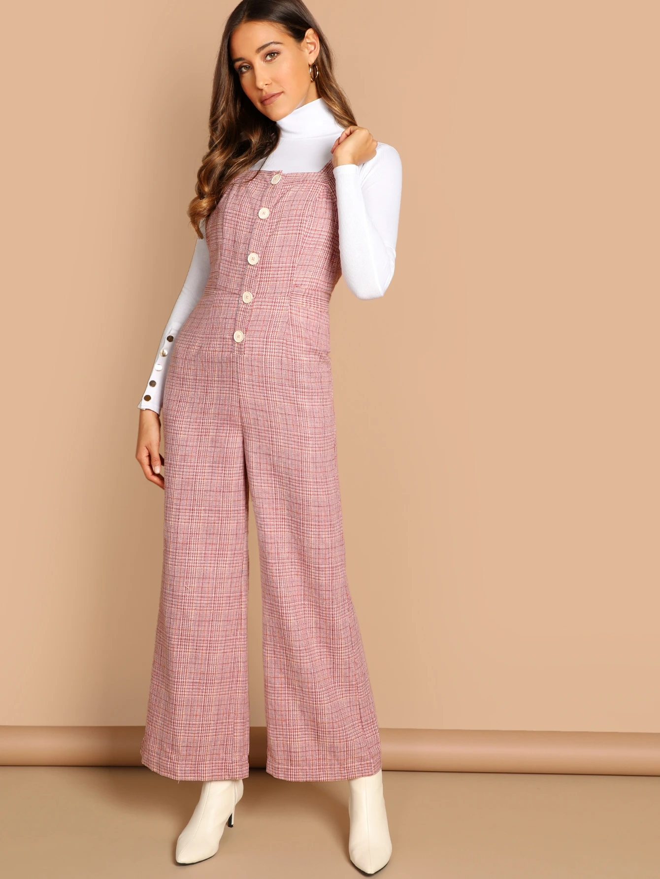 pink plaid jumpsuit