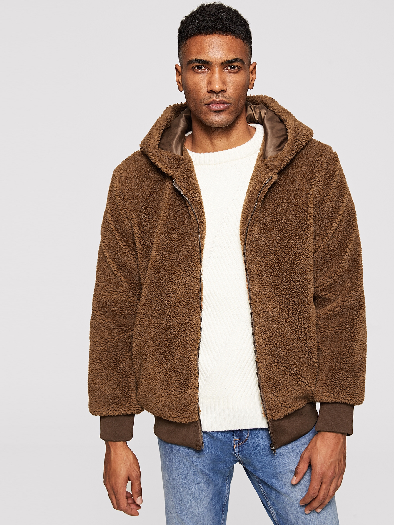 men's fuzzy jacket with hood