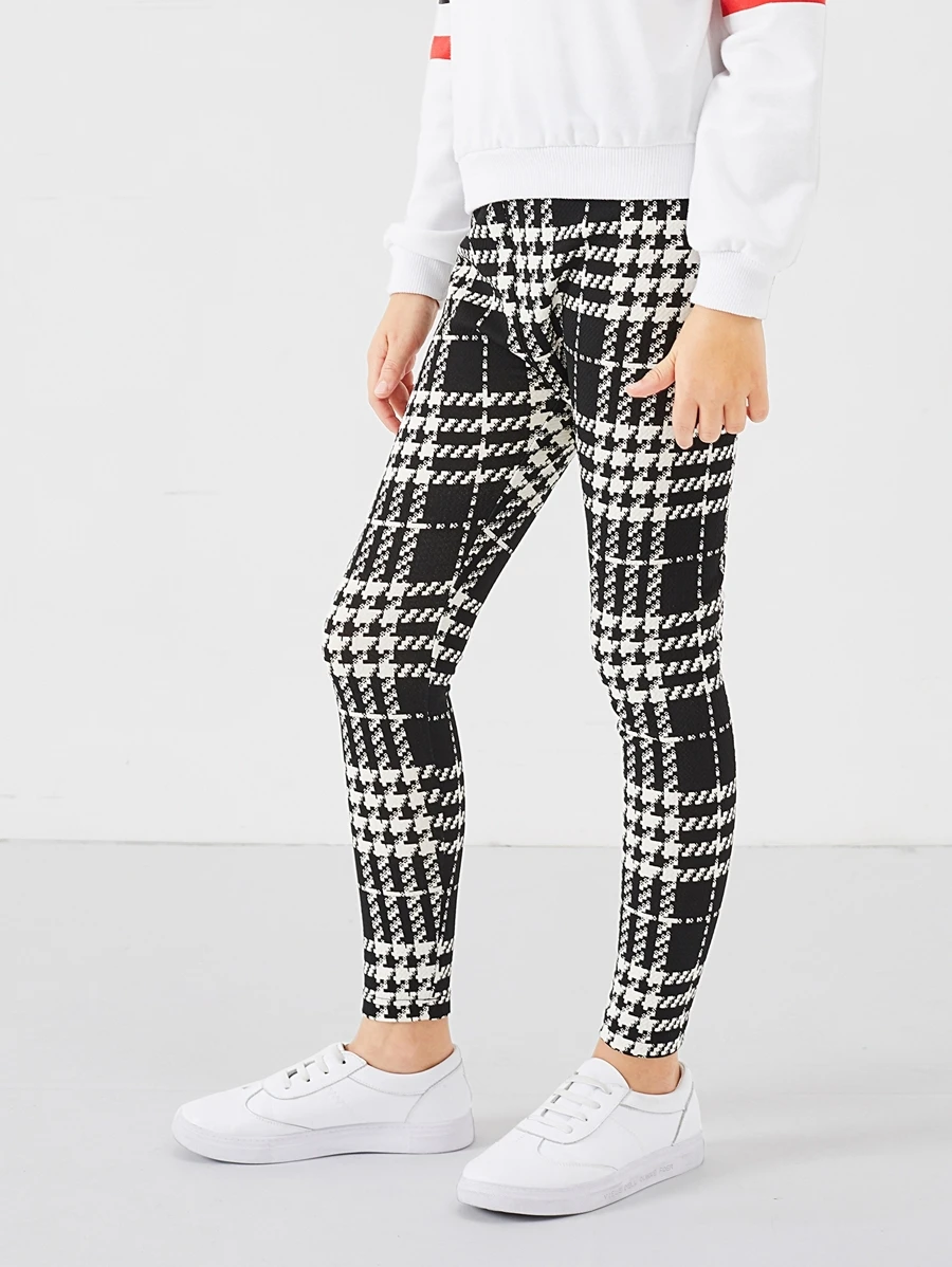SHEIN سروال بناتي مربع لنقش