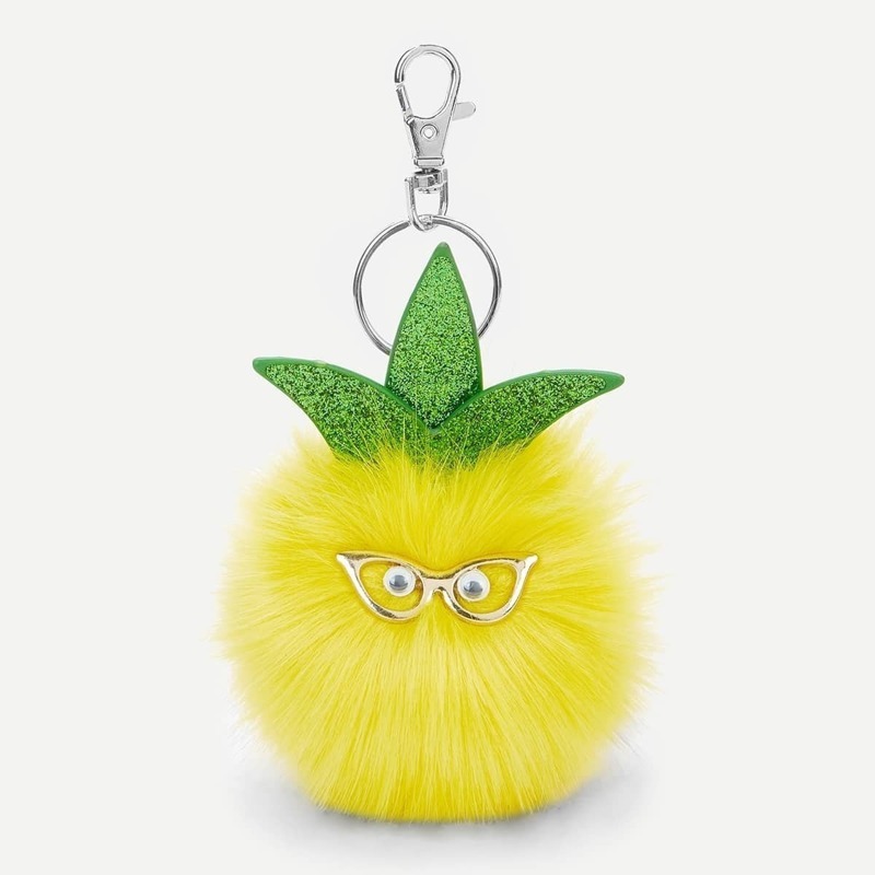 

Pineapple Shaped Pom-Pom Keychain, Yellow