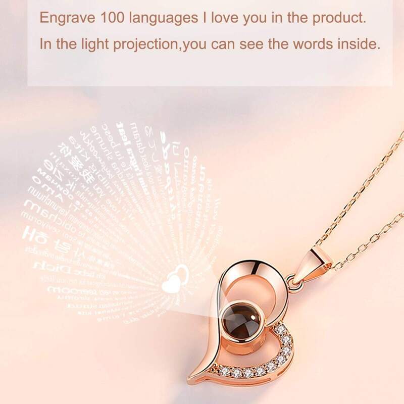 

Light Projection Heart Pendant Necklace, Gold