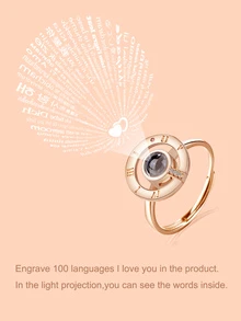 閃耀水鑽戒指 - 金黃色 - 查看 1