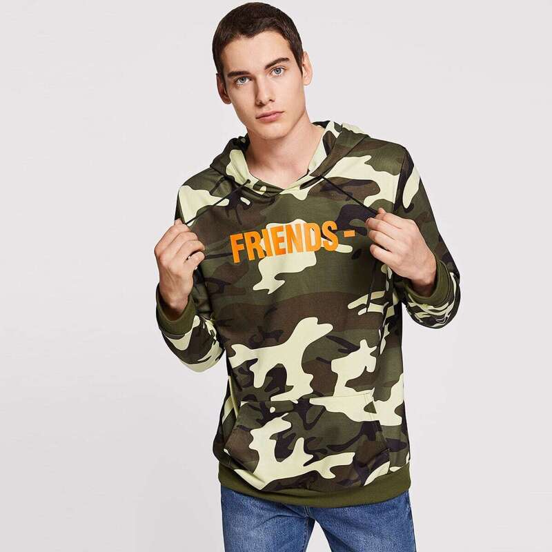 

Guys Camo Print Hoodie, Multicolor