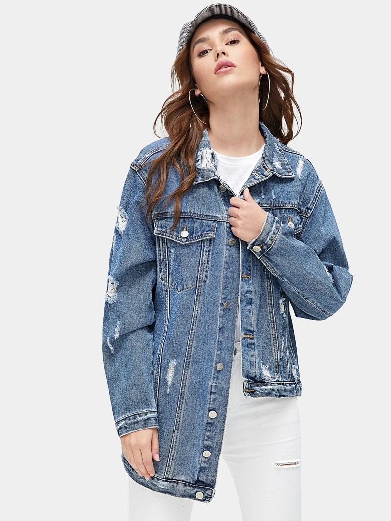 Veste en jean femme romwe Veste en jean femme romwe