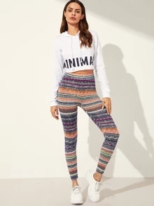 SHEIN LUNE Geo Print Leggings - Multicolor - View 2
