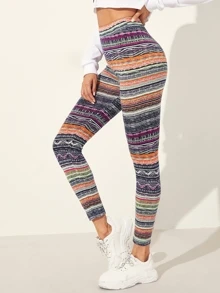 SHEIN LUNE Geo Print Leggings - Multicolor - View 3