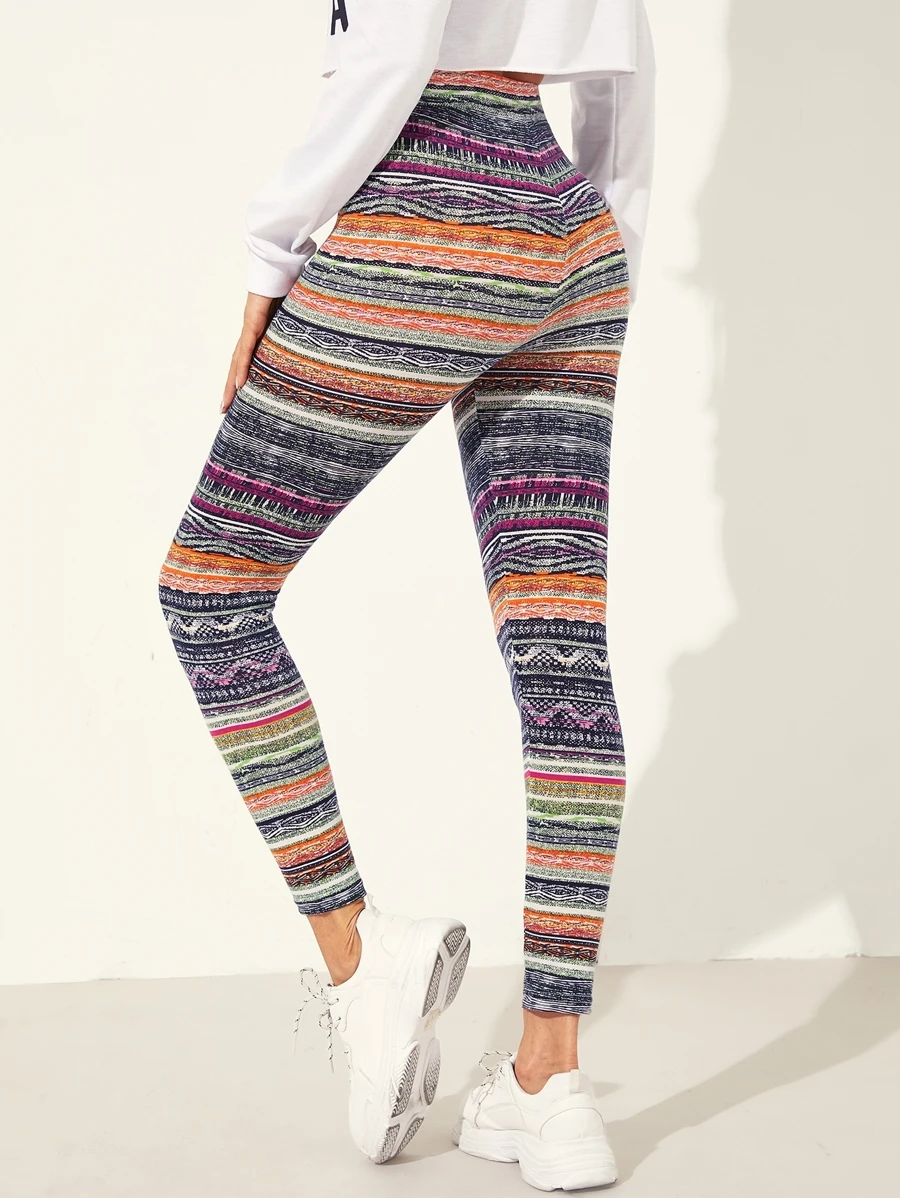 SHEIN LUNE Geo Print Leggings - Multicolor - View 1