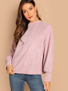 Zip Back Drop Shoulder Corduroy Pullover