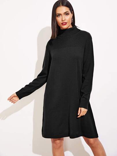 Cut-and-sew Rolled Neck Knit Dress pictures