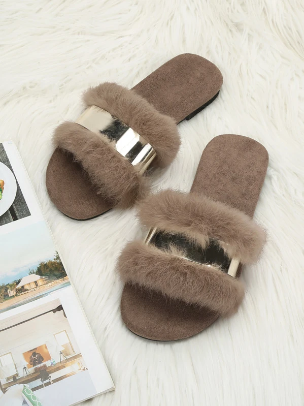 fur slippers online