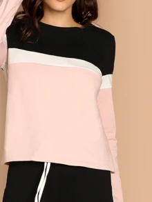 SHEIN Essnce Conjunto top de color block con pantalones - Multicolor - Ver 4