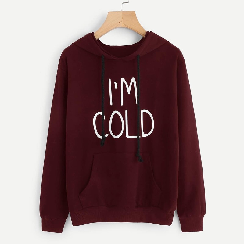 

Letter Print Sweatshirt, Burgundy