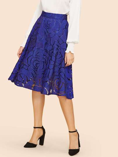 Exposed Zip Back Textured Skirt pictures