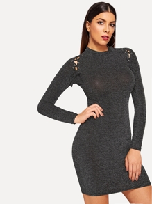 Lace-up Solid Bodycon Dress