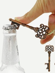 1pc Key Design Beer Opener, Vintage Creative Bottle Corkscrew For Kitchen - Bronze - View 1
