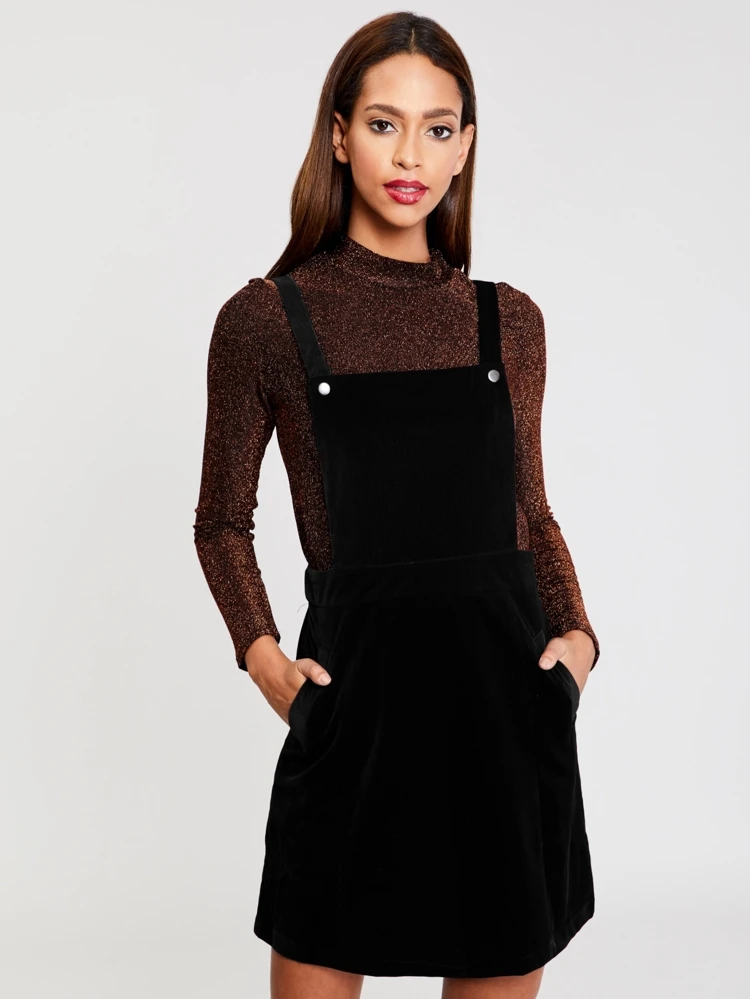 black corduroy overall dress