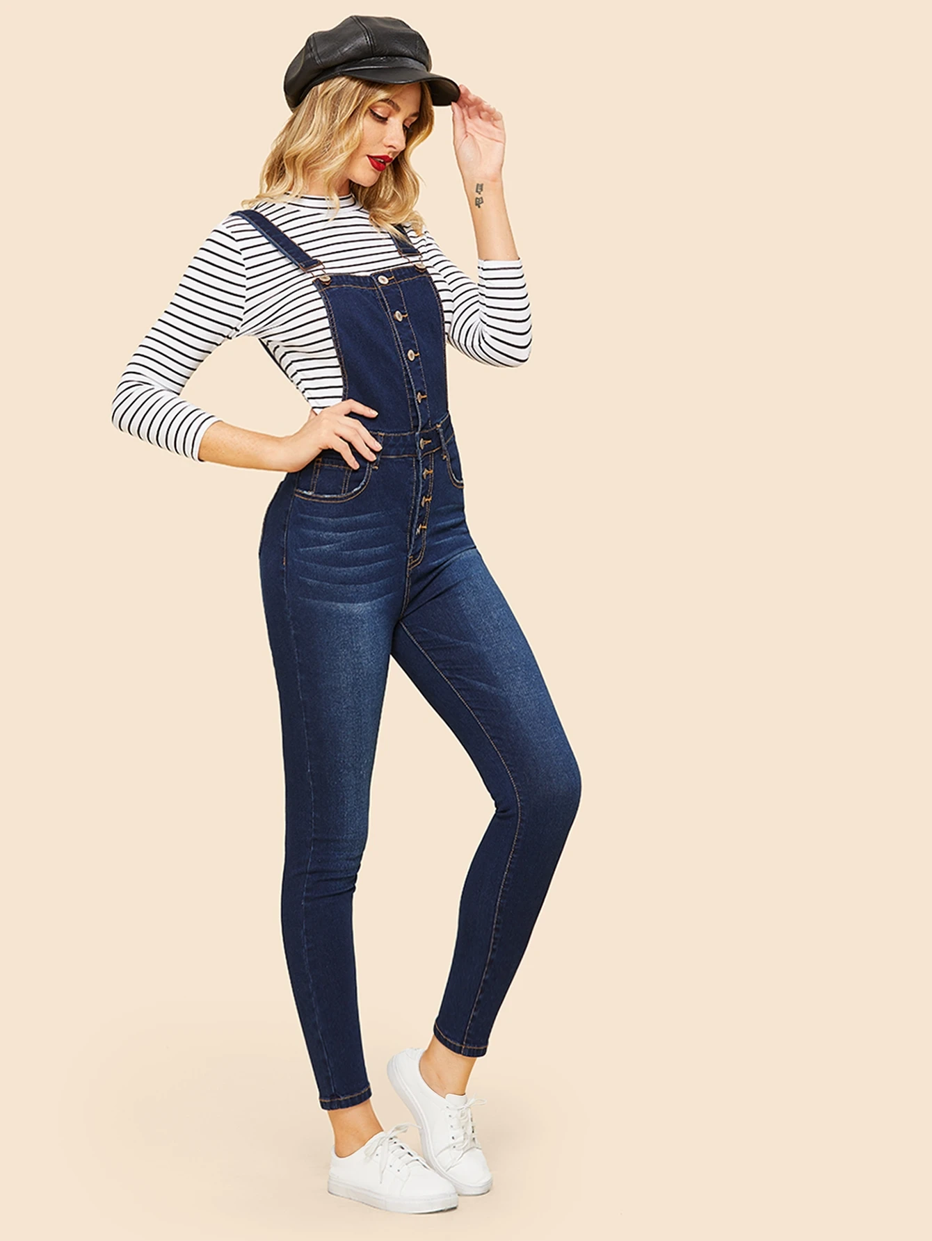denim pinafore jumpsuit