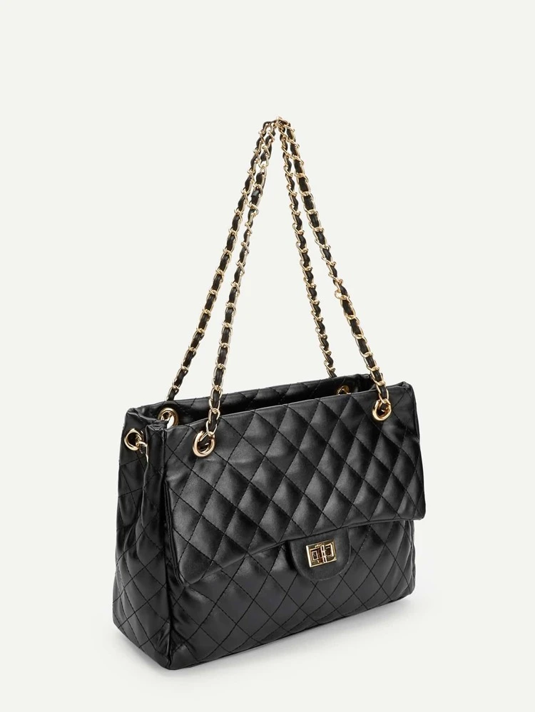 Quilted Satchel väska med kedja Quilted Satchel väska med kedja