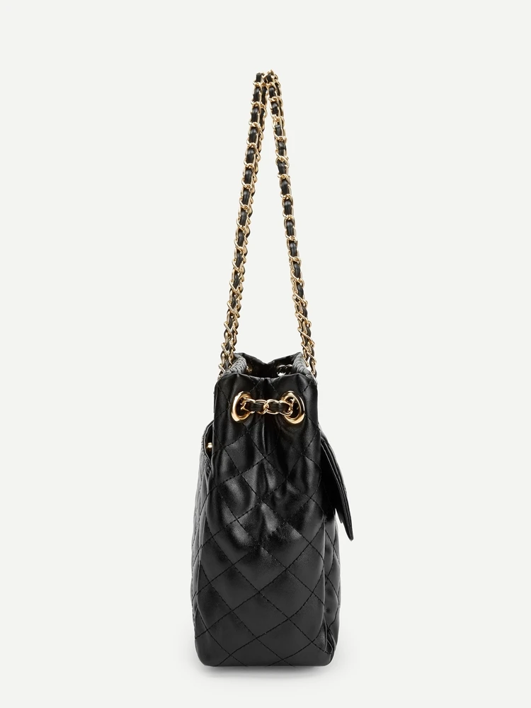 Quilted Satchel väska med kedja Quilted Satchel väska med kedja
