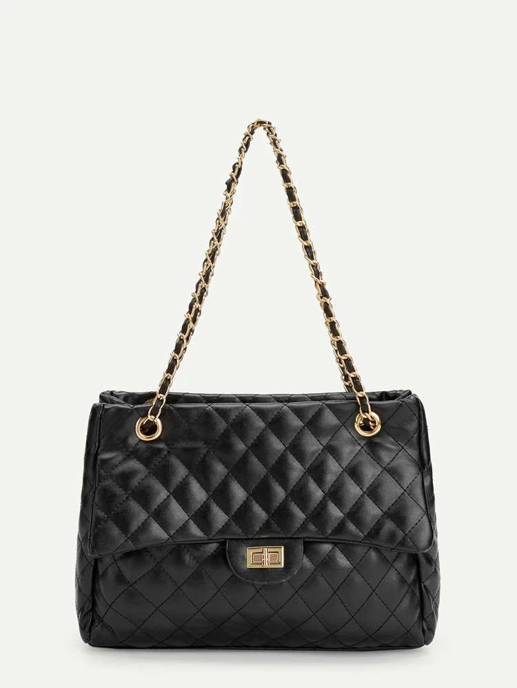 Quilted Satchel väska med kedja Quilted Satchel väska med kedja