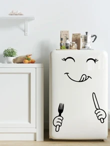 Refrigerator Sticker, Cartoon Black PVC Removable Fridge Sticker, Self-Adhesive Home Decor Art Mural Gifts Birthday Graduation Kitchen Decor - Black - View 3